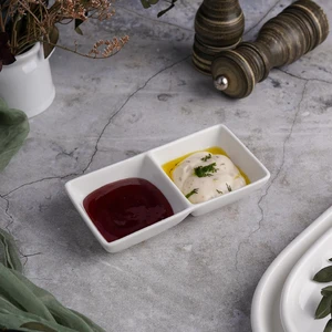 Соусник  70*70 мл двойной 14*7 см h3 см прямоуг. белый фарфор P.L. Proff Cuisine [6]