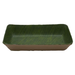 Салатник 1750 мл 32,5*17,6*6,5 см прямоуг. Green Banana Leaf пластик меламин P.L. Proff Cuisine
