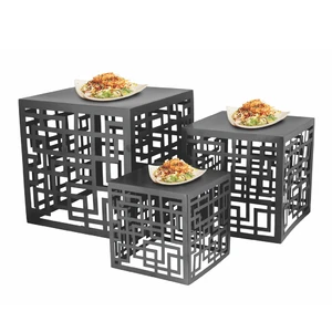 Подставка фуршетная стойка 26*26 см h25,5 см квадрат глянец Black перфорация металл P.L. Hotelware