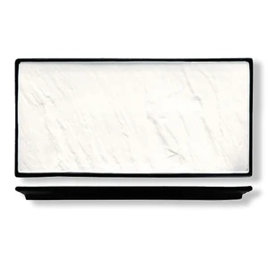 Блюдо прямоугольное 31*14 см Relief белое с черным бортом фарфор P.L. Proff Cuisine [3]