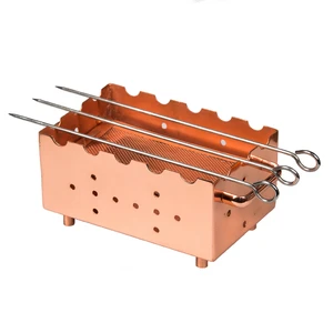 Мангал настольный для подачи 20,5*12,5*10,5 см Copper с медным покрытием + 3 шампура P.L.  