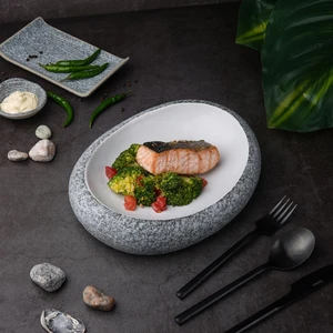 Блюдо овальное 26*20 cм h6 cм 300 мл Stone White Matt New Taiga P.L. [1]