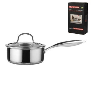 Сотейник 2,7 л с крышкой 20/18,5*14,5 см New Kitchen Honeycombs нерж. с антиприг. покр. ИНДУКЦИЯ