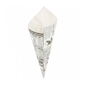 Кулек бумажный "Газета" 250 г, белый, 29,5 см, жиростойкий пергамент, 250 шт/уп, Garcia