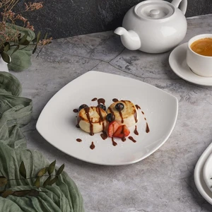 Тарелка 23*23 см h2 см квадратная с кругл. краем белая фарфор P.L. Proff Cuisine [4]